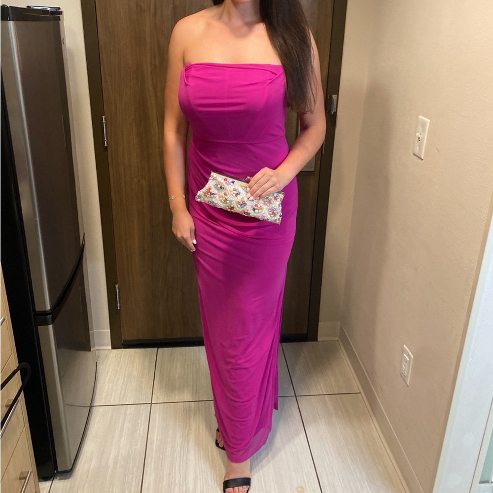 Elegant Pink Strapless Maxi Dress